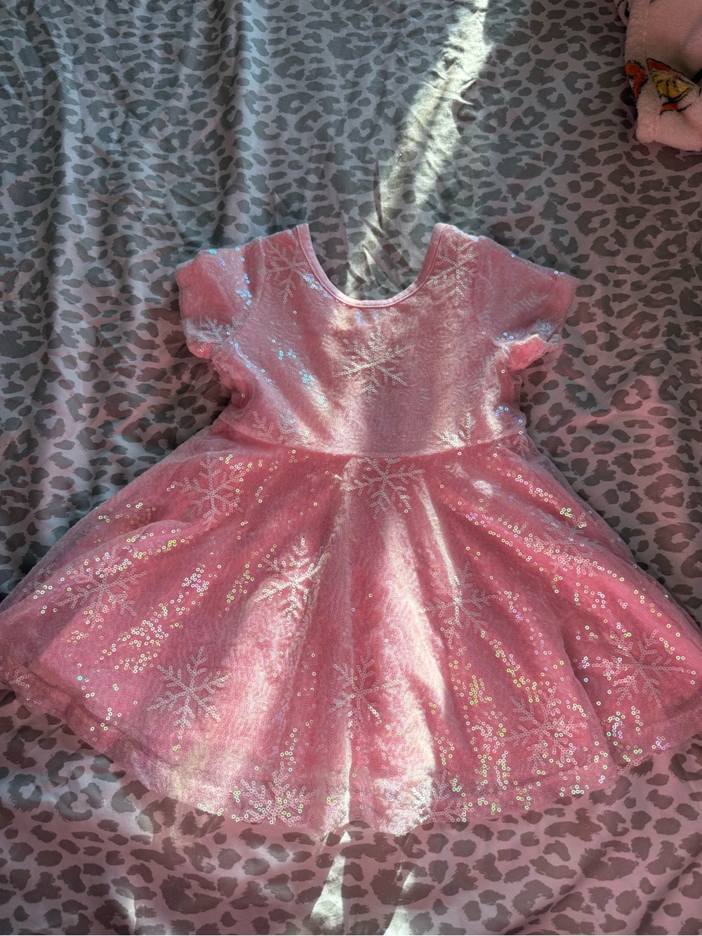 Sparkle in Pink,  Girls Sequin Snowflake Dress